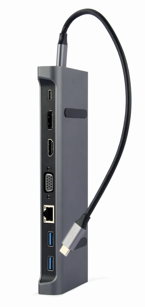 USB Type-C 9-in-1 multi-poort adapter (Hub3.2 + HDMI + DisplayPort + VGA + PD + LAN + stereo audio)
