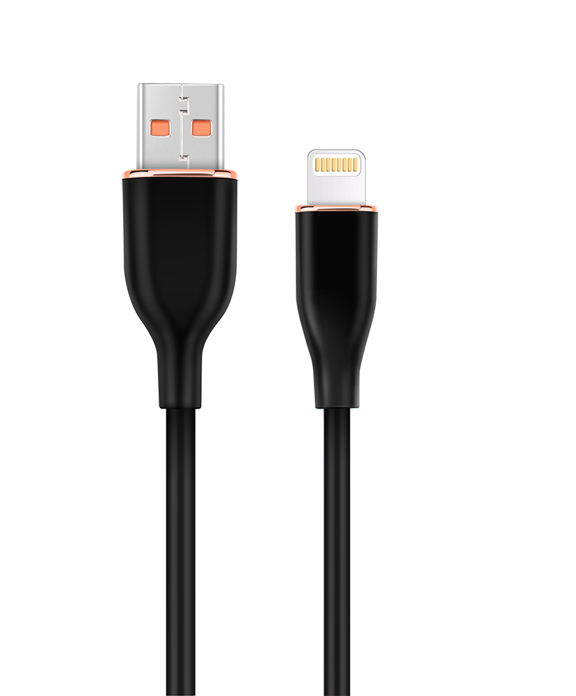 Premium siliconen 8-pins laad- en datakabel, 1,5 m, zwart