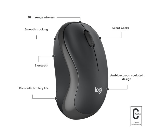 Logitech M240 Silent Optical USB-A Zwart Retail Wireless - 65165 7 - 65165