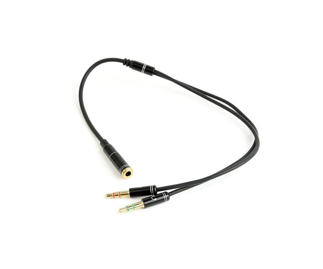 3.5 mm stereo + microfoon naar 4-pins 2x 3.5 mm adapterkabel, zwart, metalen connectoren - Cca 418m web site image f65ee566 7268 45fd 8ff1 2dca2befa15a - CCA-418M