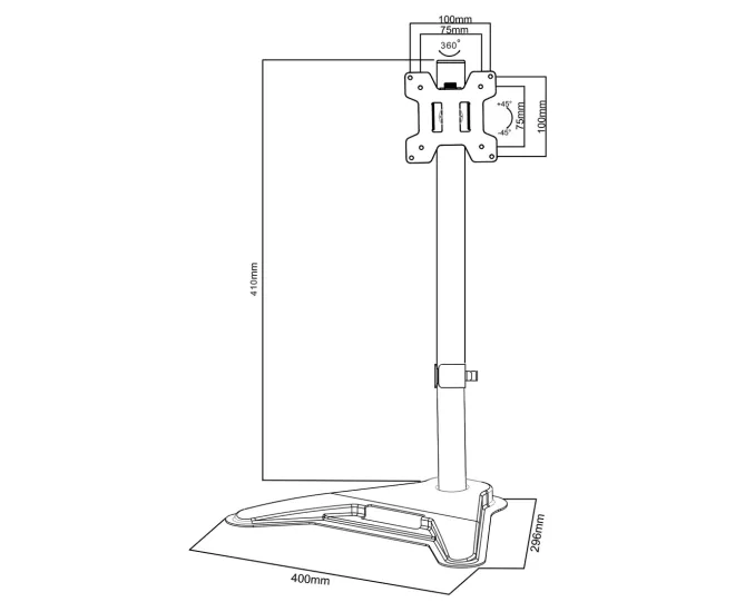 Verstelbare monitorvoet VESA 75x75 en 100x100 - Mc 987 4 - MC-987