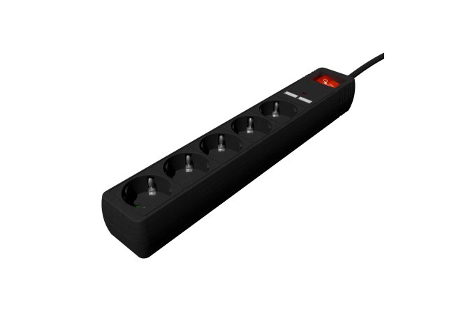 Stekkerdoos met USB-oplader, 5 stopcontacten, 1,5 m, 2x USB, zwart - Spg5 u2 5 02 web site image 1837ef2f 93c3 4527 9dfe 9a901d1e8aa6 - SPG5-U2-5-02